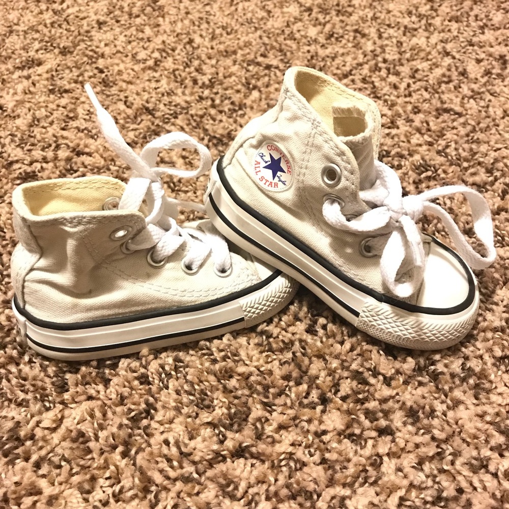 White Converse High Tops Toddler Size 3 VGUC
